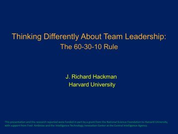 Thinking Differently About Team Leadership: - Duke University's ...