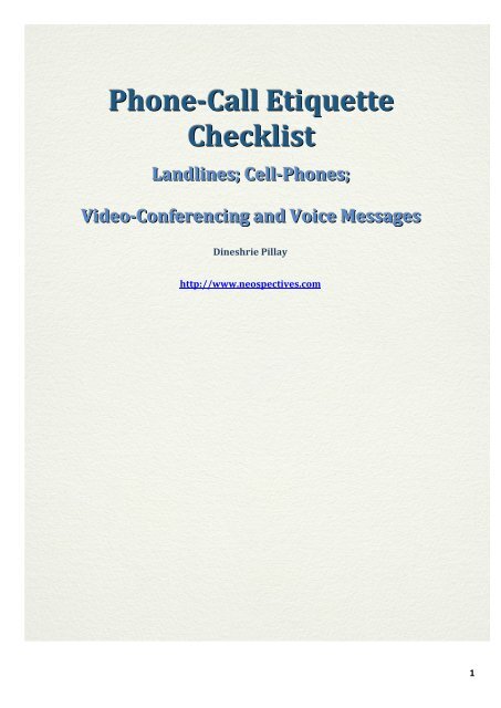 Phone-Call Etiquette Checklist Landlines; Cell-Phones - Plusto.com