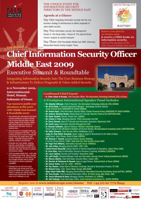 Chief Information Security Officer Middle East 2009 - MIS Training