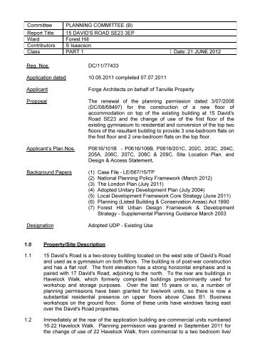 15 Davids Road SE23 3EP PDF 112 KB - Council meetings