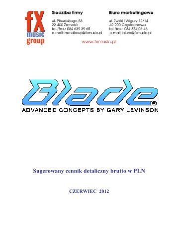 Blade - Sugerowany cennik detaliczny brutto w PLN - FX-Music Group