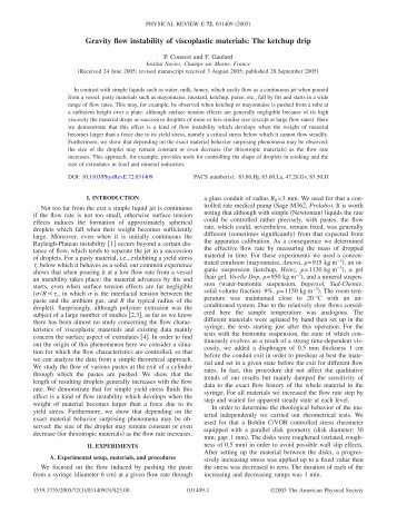 Gravity flow instability of viscoplastic materials: The ketchup drip