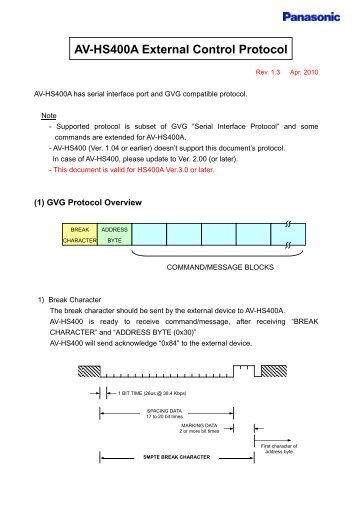 AV-HS400A Protocol - Panasonic PASS