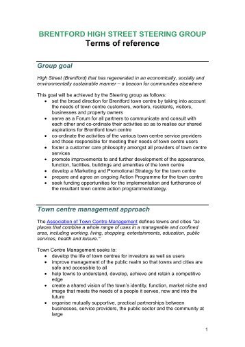 Brentford High Street Steering Group - Terms of reference - CoActivate