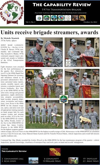 597th Transportation Brigade Newsletter Oct 2012 - SDDC - U.S. Army