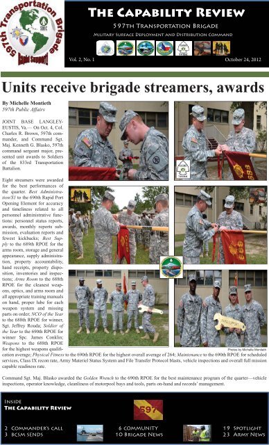 597th Transportation Brigade Newsletter Oct 2012 - SDDC - U.S. Army