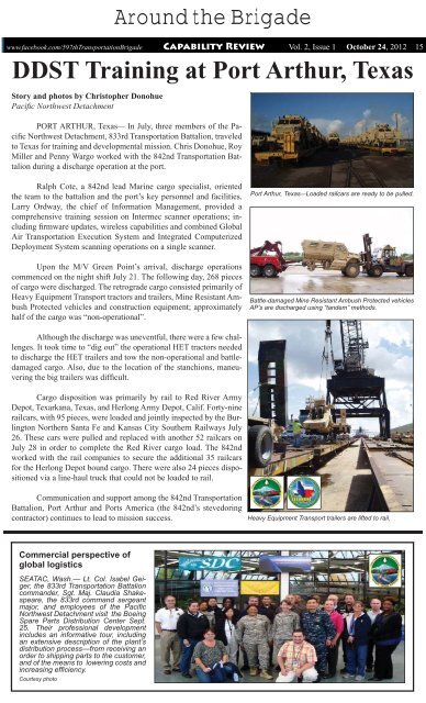 597th Transportation Brigade Newsletter Oct 2012 - SDDC - U.S. Army
