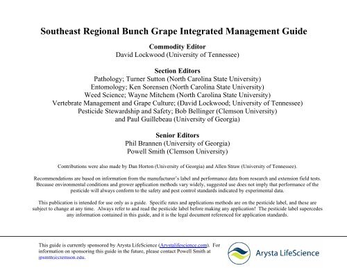 Southeast Regional Bunch Grape Integrated Management Guide