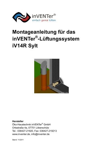 Montageanleitung für das inVENTer -Lüftungssystem iV14R Sylt