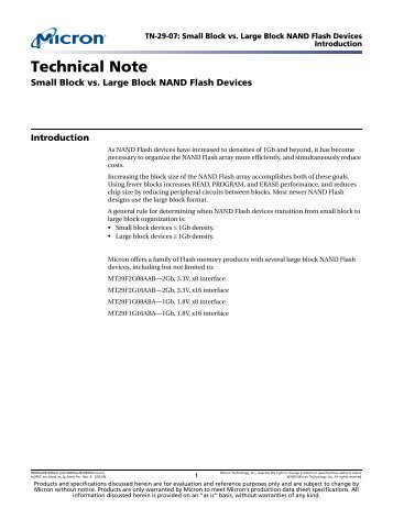 Small Block vs. Large Block NAND Devices