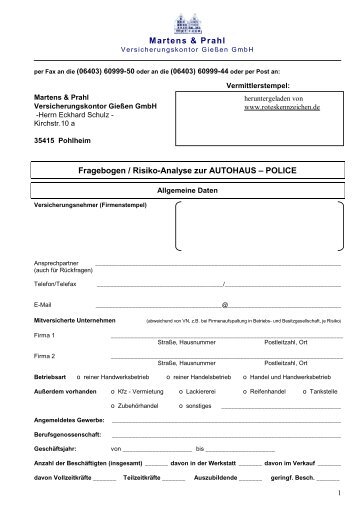 Fragebogen / Risiko-Analyse zur AUTOHAUS ... - Multi-Risk-Police
