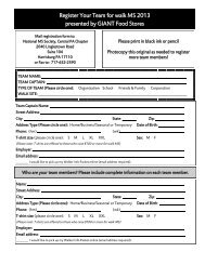 Printable Team registration form