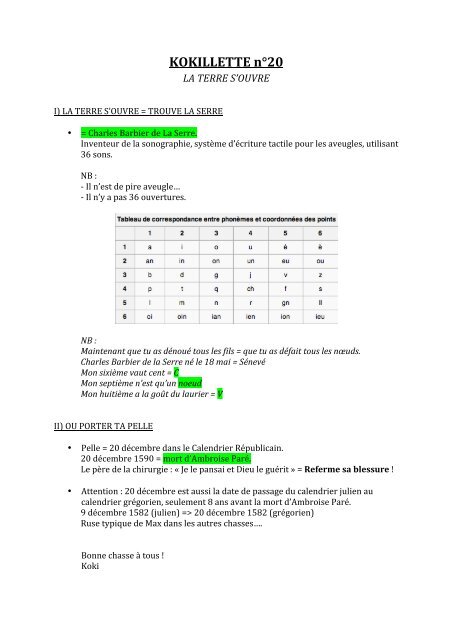 Kokillette 1 - CR - Sur La Trace De La CHOUETTE D'OR