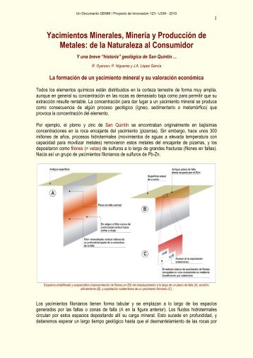 Yacimientos Minerales, MinerÃ­a y ProducciÃ³n de Metales: de la ...