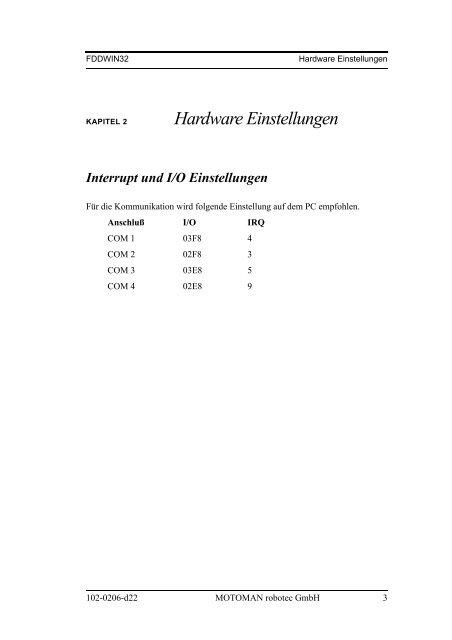 FDDWIN32 Version 4.1 - Motoman