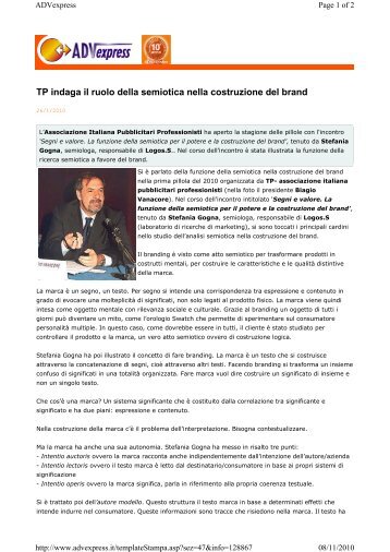 TP indaga il ruolo della semiotica nella costruzione del brand