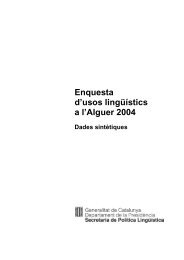 Enquesta d'usos lingÃ¼Ã­stics a l'Alguer 2004 - Generalitat de Catalunya