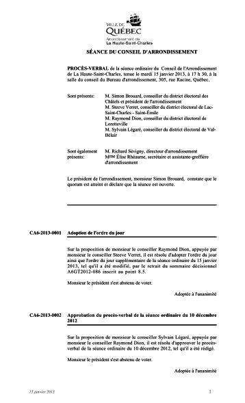 15 janvier (PDF : 47 Ko) - Ville de QuÃ©bec