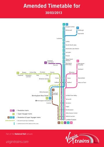 Amended Timetable for - Virgin Trains