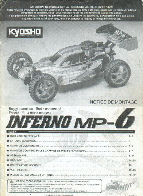 Kyosho Inferno MP6 notice et liste pièces MP5