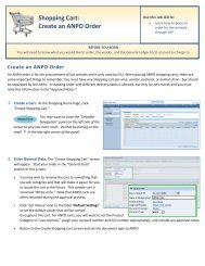 Shopping Cart: Create an ANPO Order - Shared Services Home Page