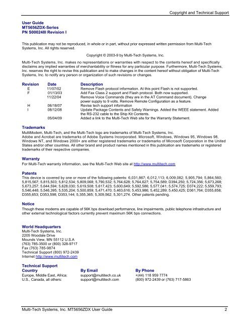 MultiModem® ZDX MT5656ZDX User Guide - Multi-Tech Systems