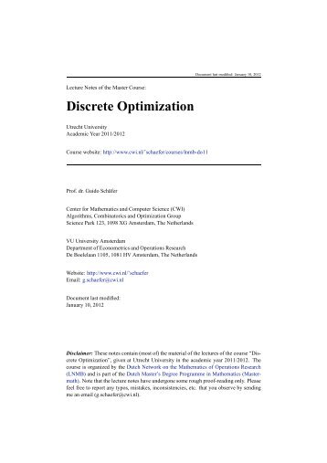 Lecture Notes Discrete Optimization - Applied Mathematics