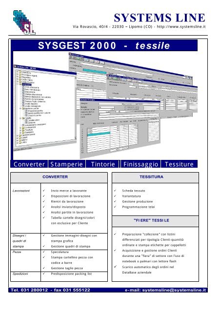 SYSGEST 2000 - tessile - Systems Line srl