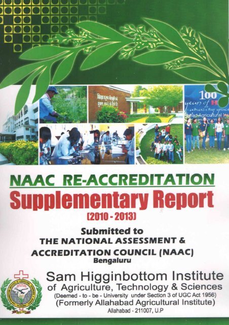 NAAC Supplementary Report 2010-13 - Shiats.edu.in