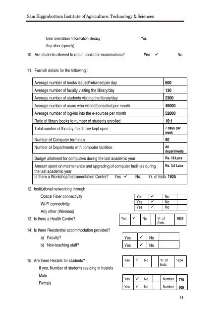 NAAC Supplementary Report 2010-13 - Shiats.edu.in