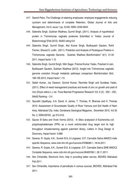 NAAC Supplementary Report 2010-13 - Shiats.edu.in