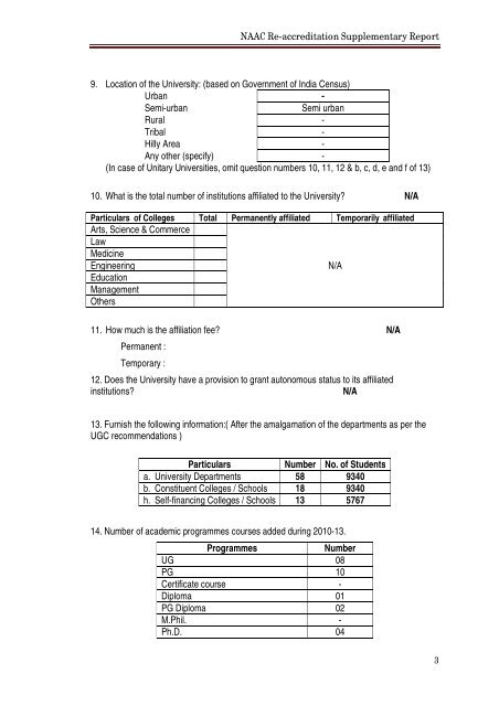 NAAC Supplementary Report 2010-13 - Shiats.edu.in