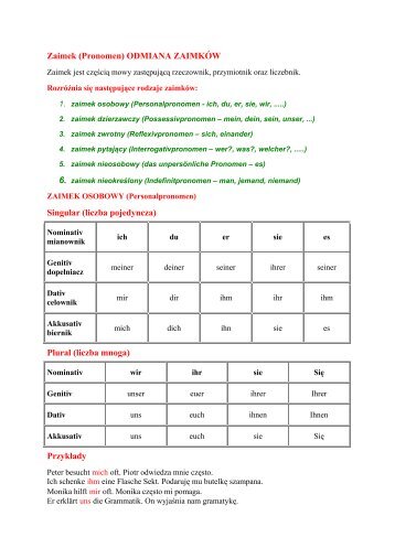 Zaimek \(Pronomen\) ODMIANA ZAIMKÃƒÂ“W - SJO PWr