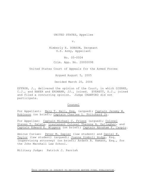 United States v. Dobson - U.S. Court of Appeals for the Armed Forces