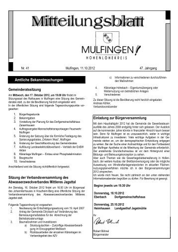 Vereinsbesprechung - Gemeinde Mulfingen