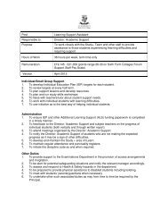 Post Learning Support Assistant Responsible to - St Dominics | Sixth ...