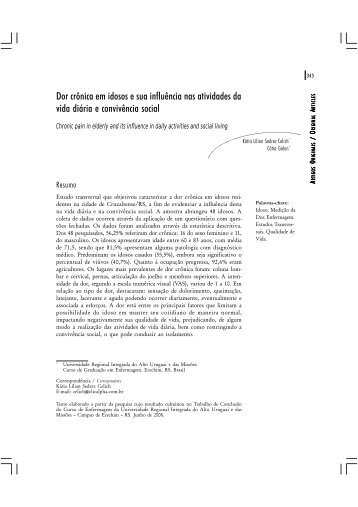 Dor crÃ´nica em idosos e sua influÃªncia nas atividades da vida diÃ¡ria ...