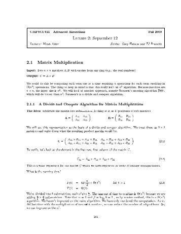 CMPSCI 611 Advanced Algorithms Fall 2000 Lecture 2: September ...