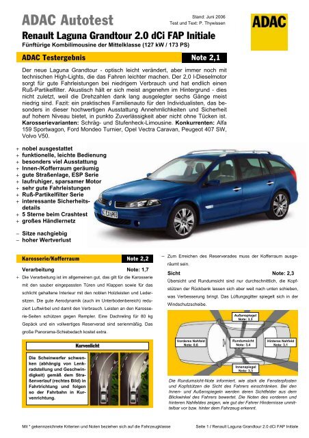 Umfassender Test Renault Laguna Grandtour 2 0 Dci Fap Adac