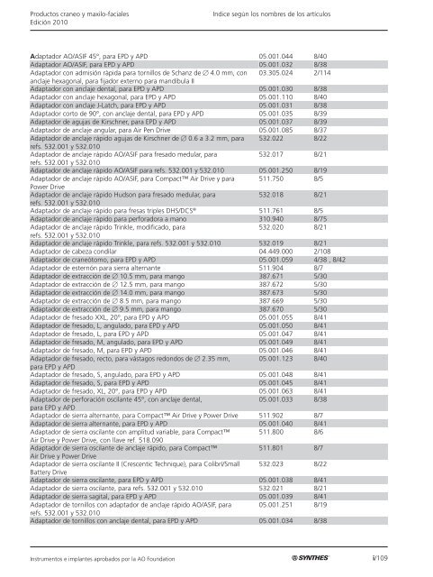 Productos craneo y maxilo-faciales EdiciÃ³n 2010 Indice ... - Synthes