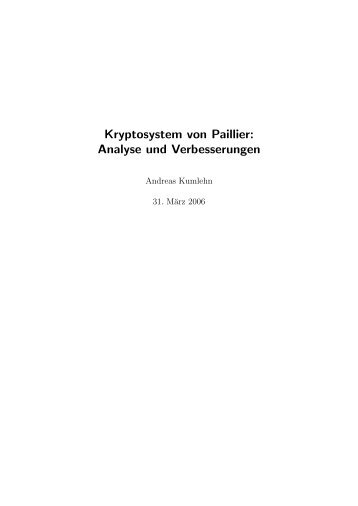 Kryptosystem von Paillier: Analyse und Verbesserungen