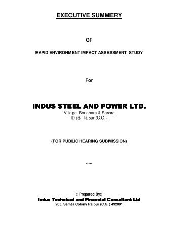 indus steel and power indus steel and power ltd. - Chhattisgarh ...