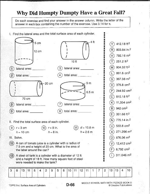 Surface Area Practice Pages (Jokes) pdf