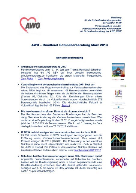 AWO Rundbrief MÃ¤rz 2013 - Verein Schuldnerhilfe Essen