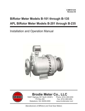 Models B101-B235 Manual - Brodie International