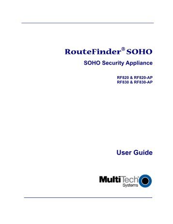 RouteFinder SOHO RF820/830 User Guide - Multi-Tech Systems