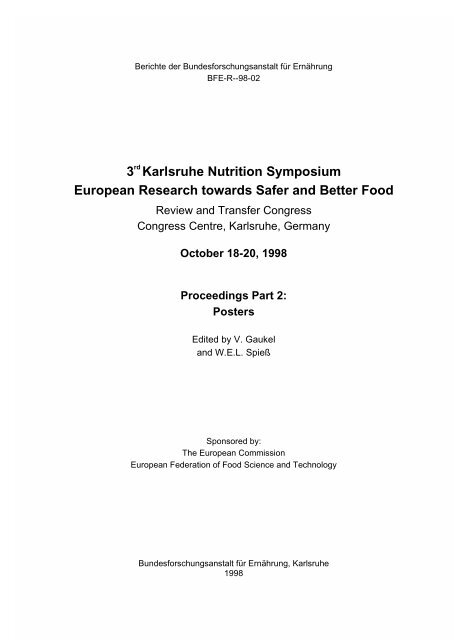 3rd Karlsruhe Nutrition Symposium European  - Max Rubner-Institut