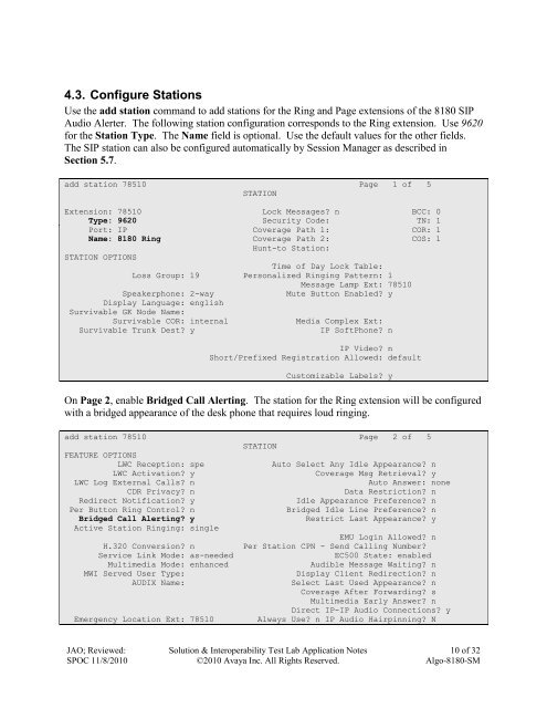 Application Notes for Algo 8180 SIP Audio Alerter with Avaya ...