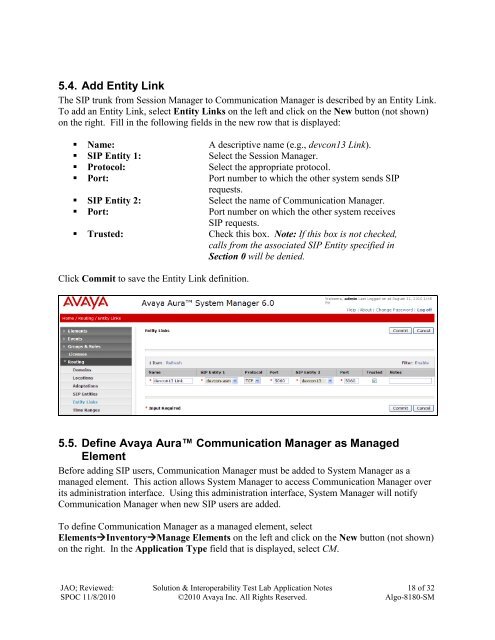 Application Notes for Algo 8180 SIP Audio Alerter with Avaya ...