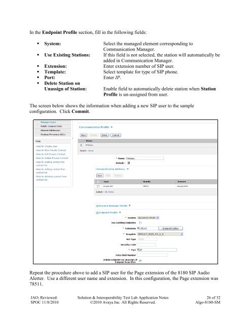 Application Notes for Algo 8180 SIP Audio Alerter with Avaya ...